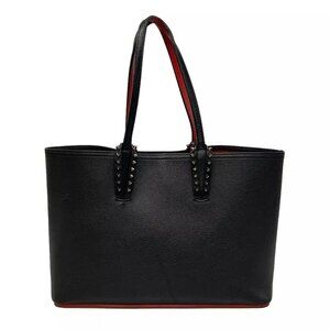 Auth CHRISTIAN LOUBOUTIN Cabata Small - Black Leather Tote Bag